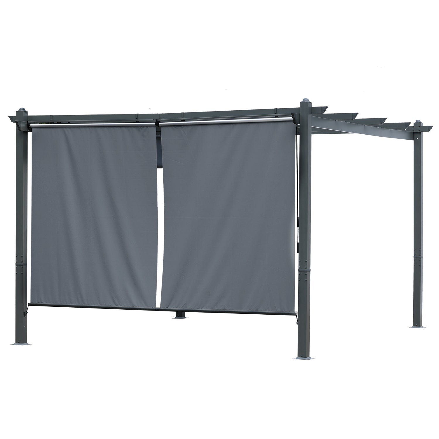 Roller Shade - 2 Pack of Cordles Pergola Curtains, 4.8' x 6', High-Quality Polyester Fabric for Pergola  Aoodor LLC Grey  