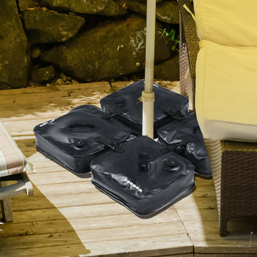 Umbrella Weight Bag 4-Piece Set - Water Fillable, Durable 250D PVC Fabric, Sturdy Connection, Easy to Use - Black - Aoodor